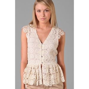Alice+Olivia Wendy peplum lace top size XS